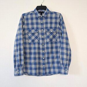 J. Crew U.K. 100% Cotton Plaid Button Down Shirt Women's Tag Size 6